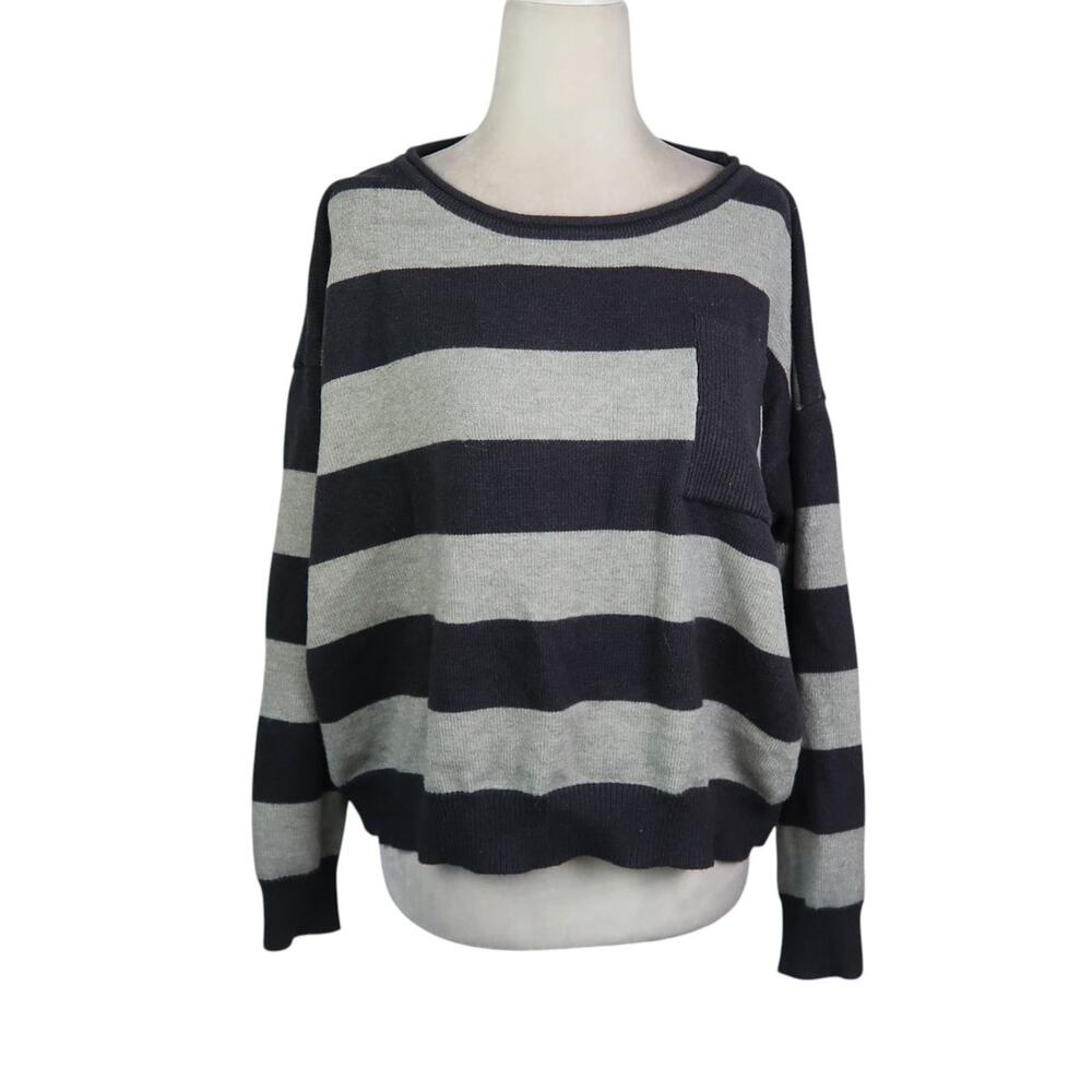Listicle Grey Stripe Pullover Sweater M